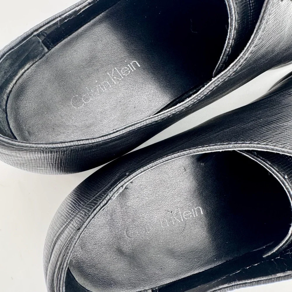 Calvin Klein Fulton Mens Black Textured Leather Derby Dress Shoes Size 8.5 M